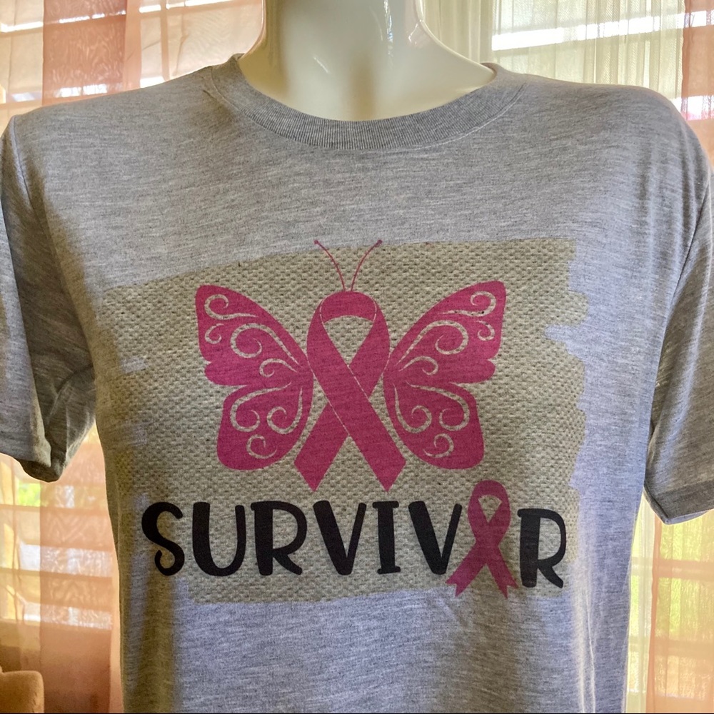 SURVIVOR • Breast Cancer Awareness Tee • Gray.